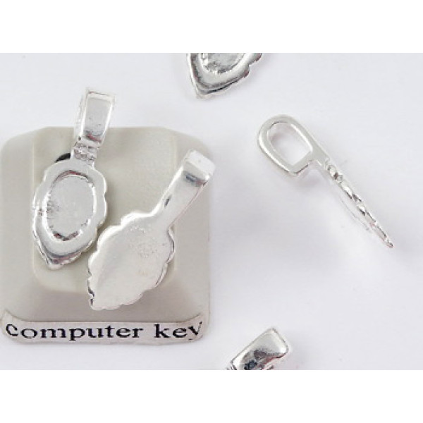 B-Grade, Leaf Bail with med. loop, shiny silver plate, 16mm long