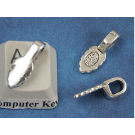 Leaf Bail with med. loop, antique silver plate, 16mm long, each