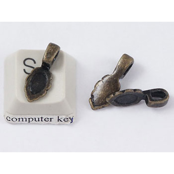 Leaf Bail with med. loop, ant. bronze, 16mm long