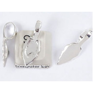 Leaf Bail with big loop, silver plate, 24mm long