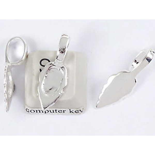 Leaf Bail with big loop, silver plate, 24mm long