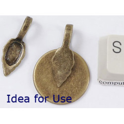 Leaf Bail with big loop, ant. brass, 24mm long