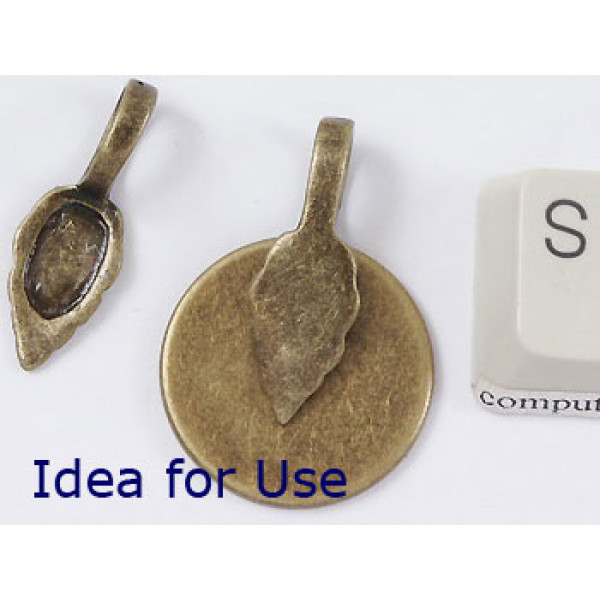 Leaf Bail with big loop, ant. brass, 24mm long