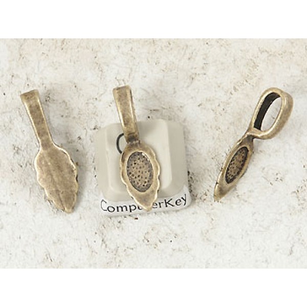 Leaf Bail with big loop, ant. brass, 26mm long