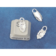 Leaf Bail with front facing loop, NF silver plate, 14mm long - each