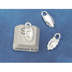 Leaf Bail with front facing loop, NF silver plate, 14mm long - each