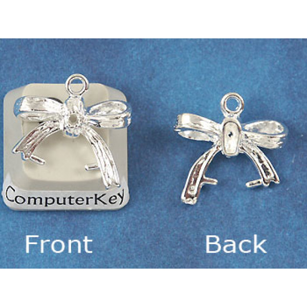 Pinch Bail, Bow shape ice-pick bail, NF silver plate