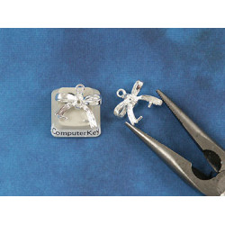 Pinch Bail, Bow shape ice-pick bail, NF silver plate