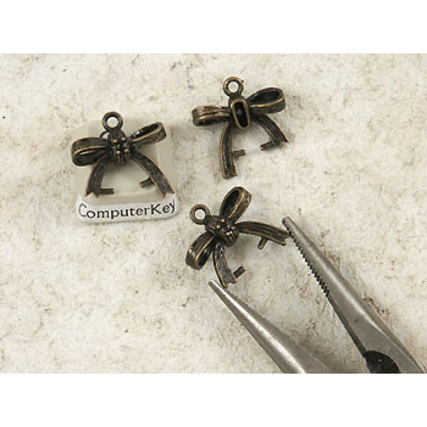 Pinch Bail, Bow shape ice-pick bail, NF antique bronze