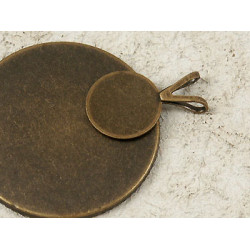 Bail, 10mm glue-on pad, antiqued bronze plate