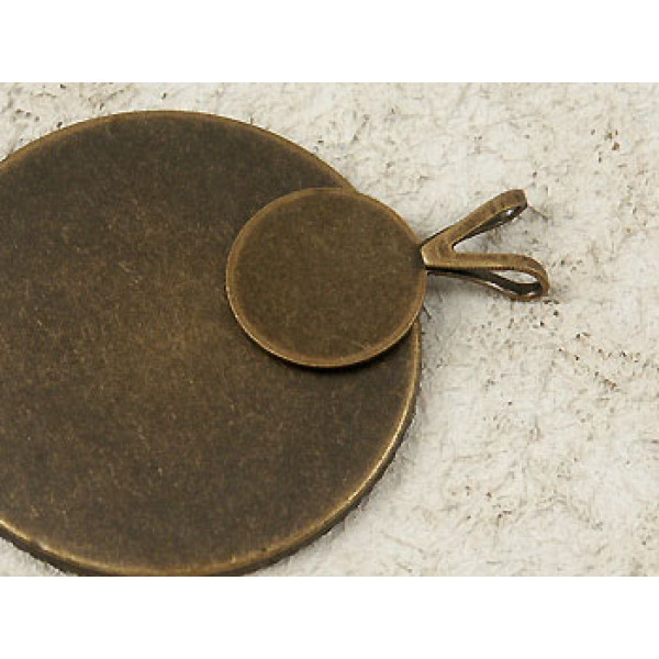 Bail, 10mm glue-on pad, antiqued bronze plate