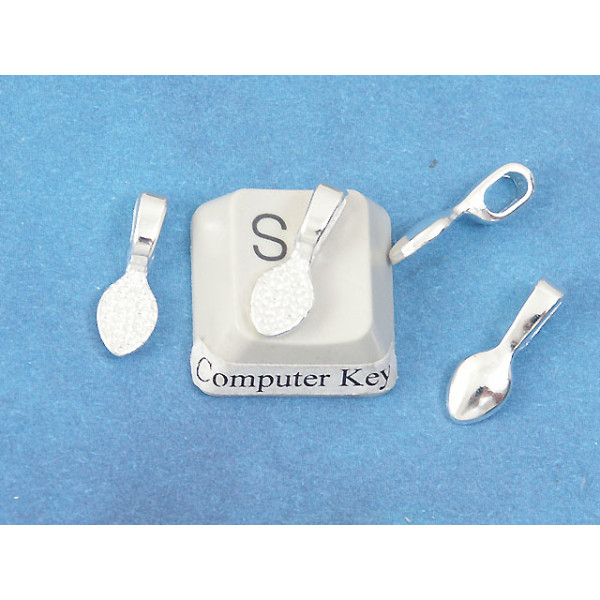 Leaf Bail with med. loop, alloy with shiny silver plate, 16mm long