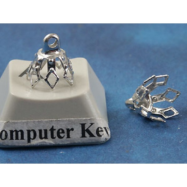 Bell Cap, 7mm, 7 prong, platinum colour, per 50