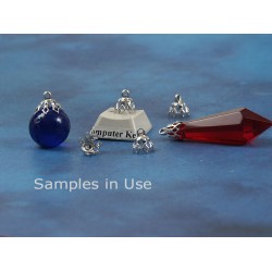 Bell Cap, 7mm, 7 prong, platinum colour, per 50