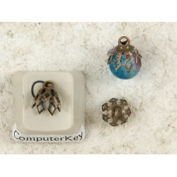 Bell Cap, 7mm, 7 prong, antiqued bronze, per 50