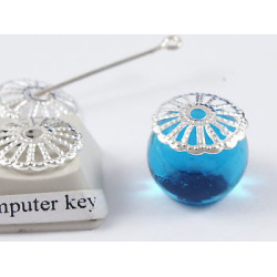 Bead Cap, 13mm, filigree, silver plate, bag of 100
