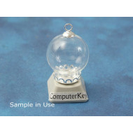 Bell cap, 6mm round with loop, silver plate