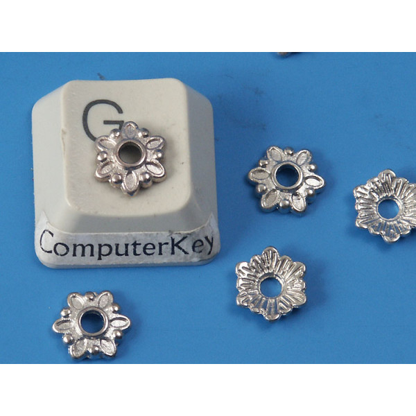 Bead Cap, 7mm, flower, nickel free nickel colour, bag of 50