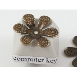 Bead Cap, 16mm, NF ant. bronze flower flake, bag of 50