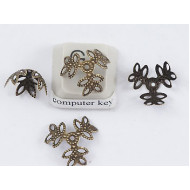 Bead Cap, 13mm, 3 leaf filigree, NF antique bronze, bag of 50