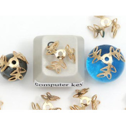 Bead Cap, 3 leaf filigree, gold plate