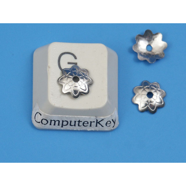 Bead Cap, 7mm, 8-petal daisy flower, stainless steel, bag of 100