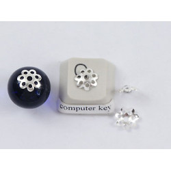 Bead Cap, 8mm, filigree, silver plate, bag of 100