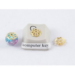 Bead Cap, 8mm, filigree, gold plated, bag of 100