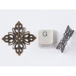 Bead Cap, 35mm, wrap, Flower, Antique Bronze