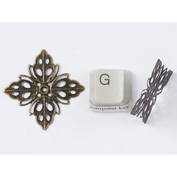 Bead Cap, 35mm, wrap, Flower, Antique Bronze