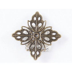 Bead Cap, 35mm, wrap, Flower, Antique Bronze