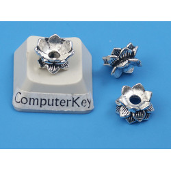 Bead Cap, double flower, antiqued silver, each