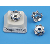 Bead Cap, double flower, antiqued silver, each