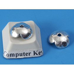 SECONDS: Bead Cap, 10mm, three petal flower, antiqued silver plate, each