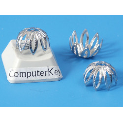 Bead Cap, 10mm, eight leaf filigree, stainless steel, per 10 