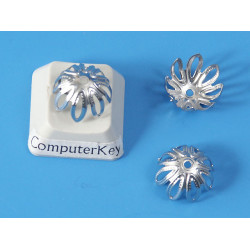 Bead Cap, 10mm, eight leaf filigree, stainless steel, per 10 