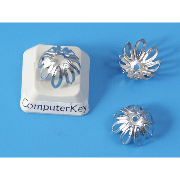 Bead Cap, 10mm, eight leaf filigree, stainless steel, per 10 