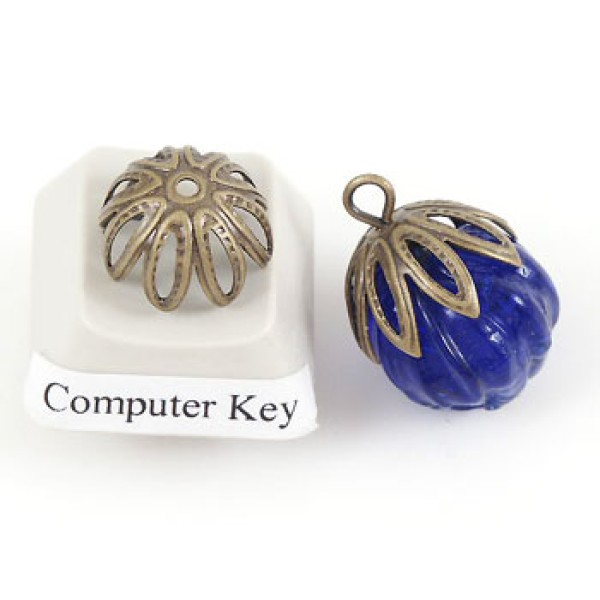 Bead Cap, 10mm, eight leaf filigree, antiqued brass