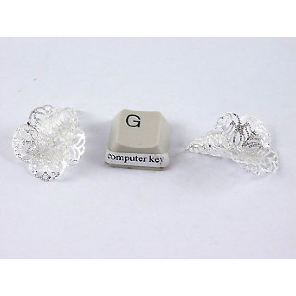 Bead Cap, 24mm, large filigree flower taper, silver plate