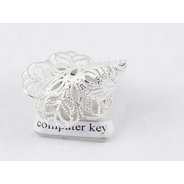 Bead Cap, 24mm, large filigree flower taper, silver plate