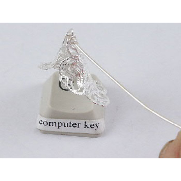 Bead Cap, 24mm, large filigree flower taper, silver plate