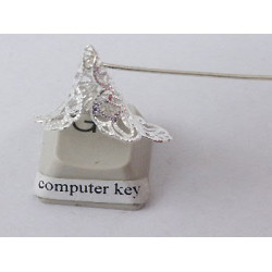 Bead Cap, 24mm, large filigree flower taper, silver plate