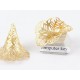 Bead Cap, 24mm, large filigree flower taper, gold plate