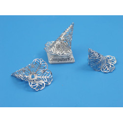 Bead Cap, 22mm, large filigree flower taper, platinum plate, each