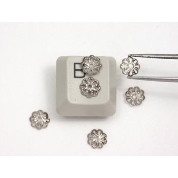 Bead Cap, 6mm, lacy, nickel, each