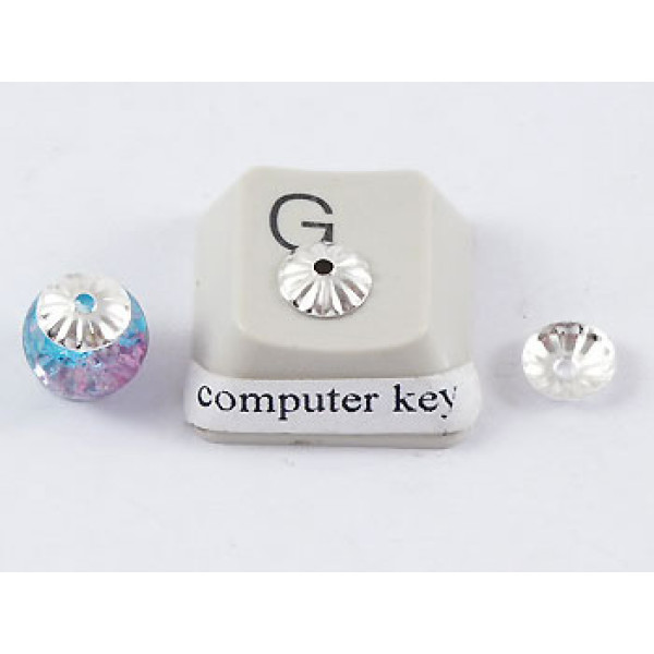 Bead Cap, 6mm, dome, silver plated, per 100