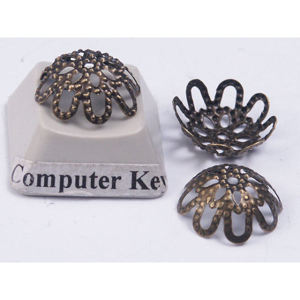 Bead Cap, 11mm, filigree, ant. bronze, bag of 50