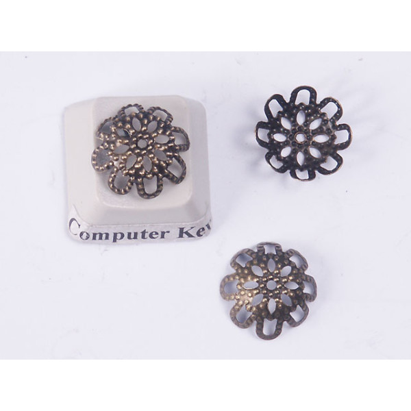 Bead Cap, 11mm, filigree, ant. bronze, bag of 50