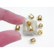 Bullet End, scalloped edge, gold plate, each