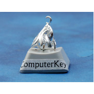 Bell cap, fancy with prong, silver plate